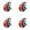 Service Caster 8'' Heavy Duty Red Poly on Cast Iron Swivel Caster Set with Brakes, 4PK CRAN-SCC-KP92S830-PUR-RS-SLB-4 - alternate 1